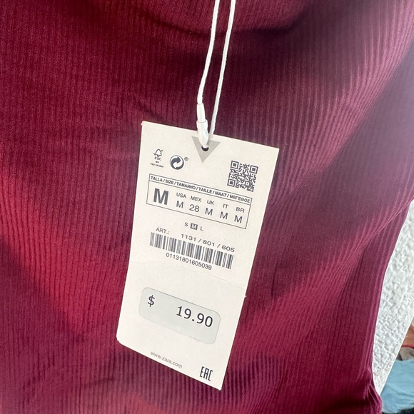 NWT Zara Ribbed Maroon Red Bodysuit - Picture 2 of 4